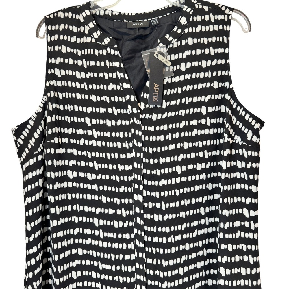 APT 9 Black‎ White Sleeveless Shift Dress Women 18W Office Church Summer New - Picture 2 of 8